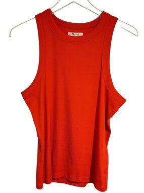 🆕 MADEWELL RED ORANGE FAVORITE TANK TOP COTTON KNIT BRIGHT TOMATO NEW NWT LARGE